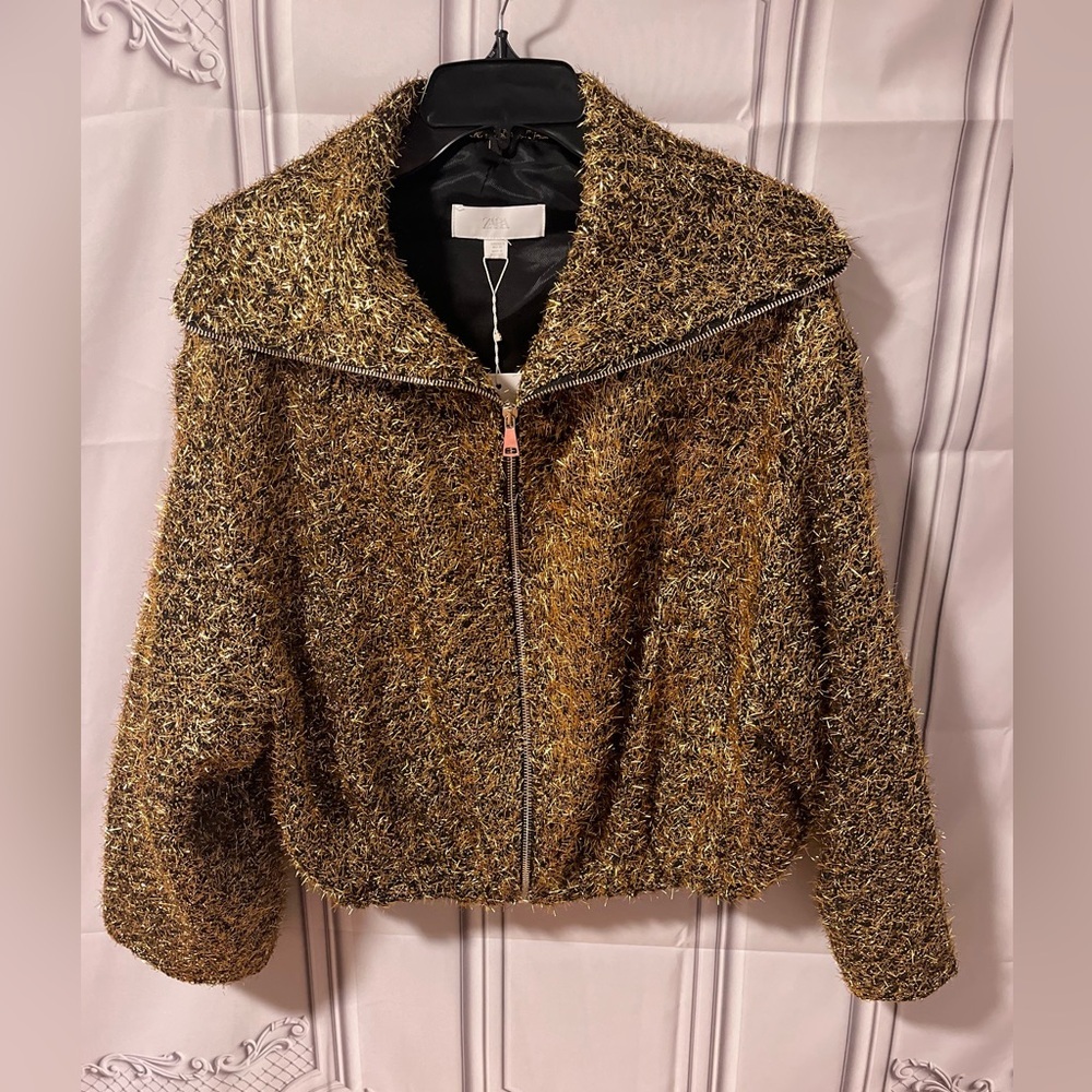 NWT ZARA TREND 2025 COLLECTION METALLIC THREAD BOMBER JACKET S 
🚨FIRM PRICE - Picture 9 of 16